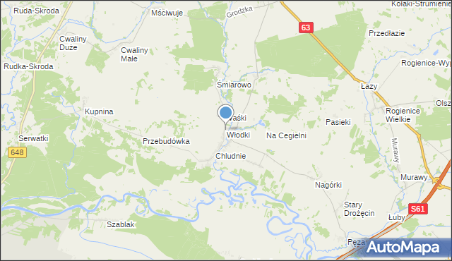 mapa Włodki, Włodki gmina Mały Płock na mapie Targeo